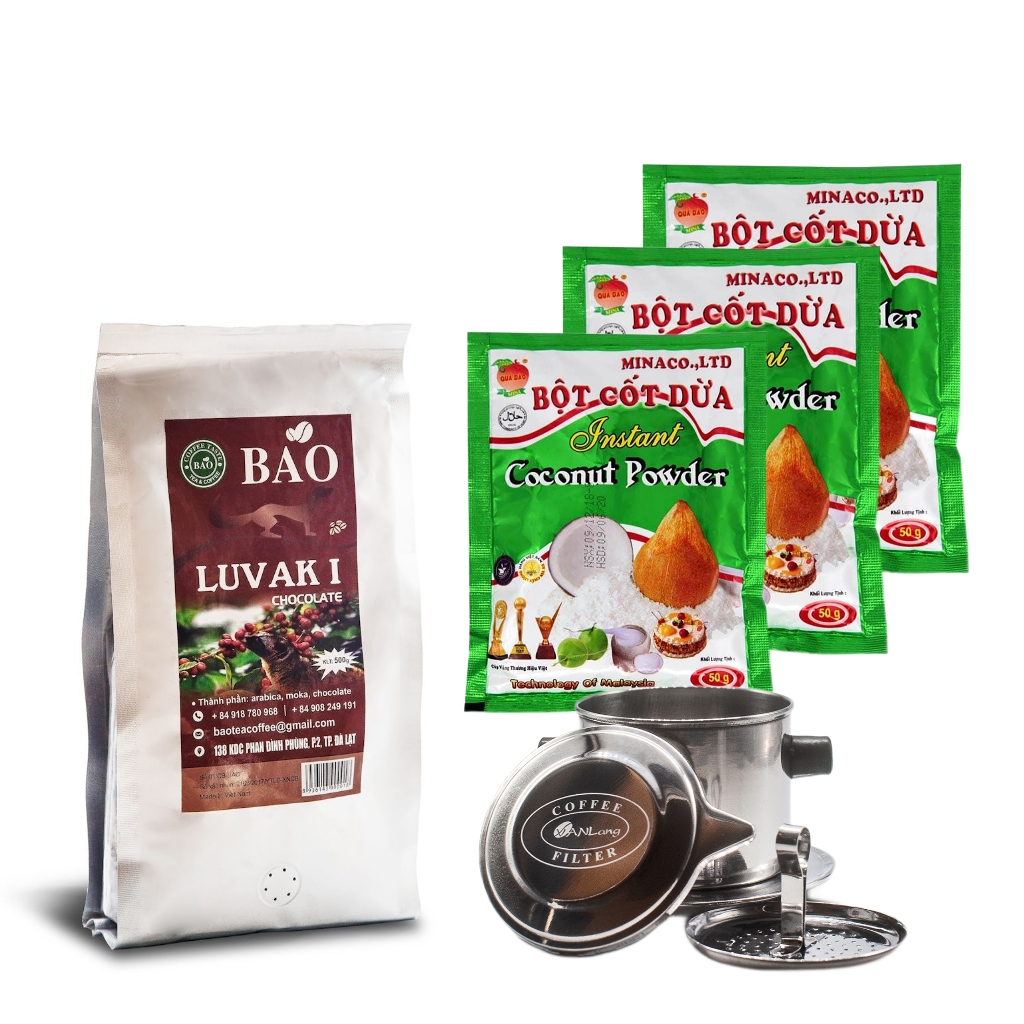 Кофе зерновой Bao Шоколадный Лювак Ай с фином для заваривания и кокосовой пудрой